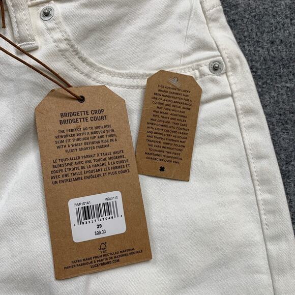Lucky Brand Jeans Womens 8 White Denim Bridgette Crop High Rise Cut Off Hem - Picture 4 of 13